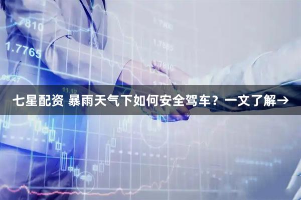 七星配资 暴雨天气下如何安全驾车？一文了解→