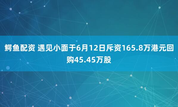 鳄鱼配资 遇见小面于6月12日斥资165.8万港元回购45.45万股
