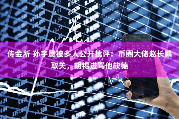 传金所 孙宇晨被多人公开批评：币圈大佬赵长鹏取关，胡锡进骂他缺德